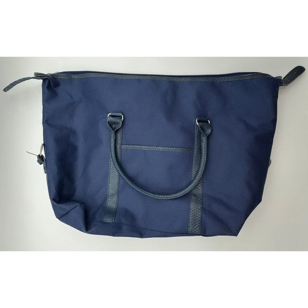 Navy Blue Nylon‎ Weekender Travel Tote Bag Carry On Overnight Duffel Large